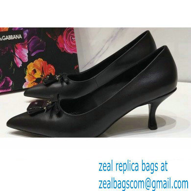 Dolce  &  Gabbana Thin Heel 6.5cm Leather Sicily Pumps Black 2021